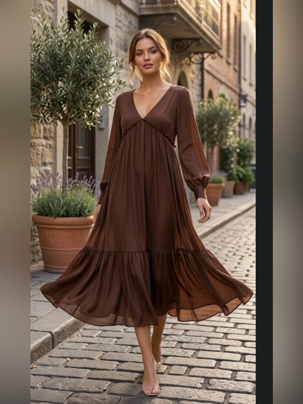 Michael Kors Collection  100% silk chocolate brown size 2  Runway Collection